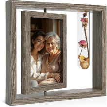 Cornice Portafoto in Legno 10x15 cm Rustica con Vaso Decorazione da Tavolo — cornice boho, regalo mamma