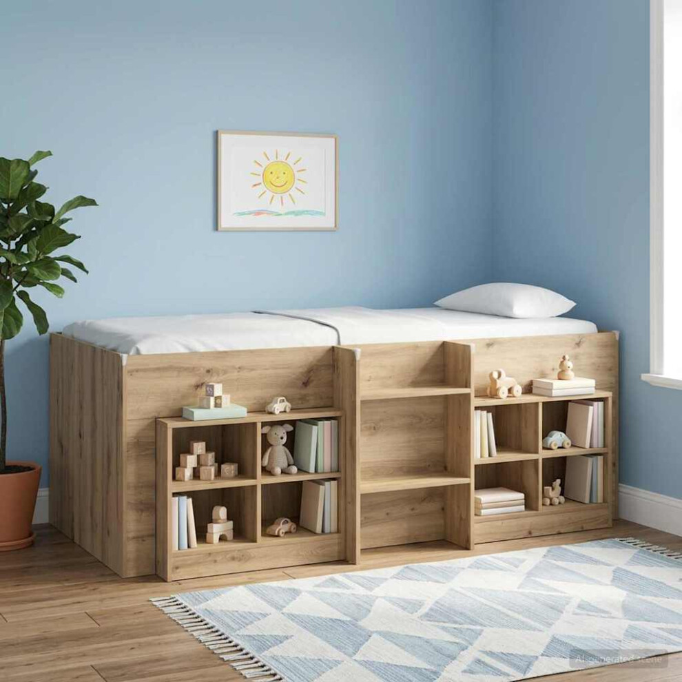 Vidaxl Kids'high Bed Frame 2 Pcs Artisian Oak 193 X 96.1 X 68.5 Cm