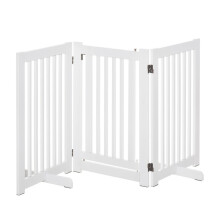 Cancelletto di sicurezza per cani in legno, autoportante, regolabile e pieghevole, bianco, 155x1,5x76 cm