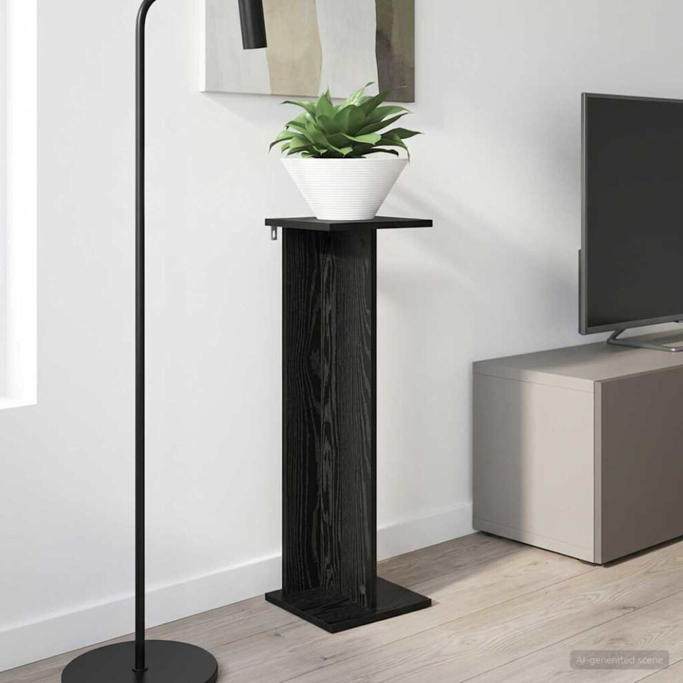 Vidaxl Plant Stand Oak 25 X 25.5 X 80.5 Cm Engineered Wood Black