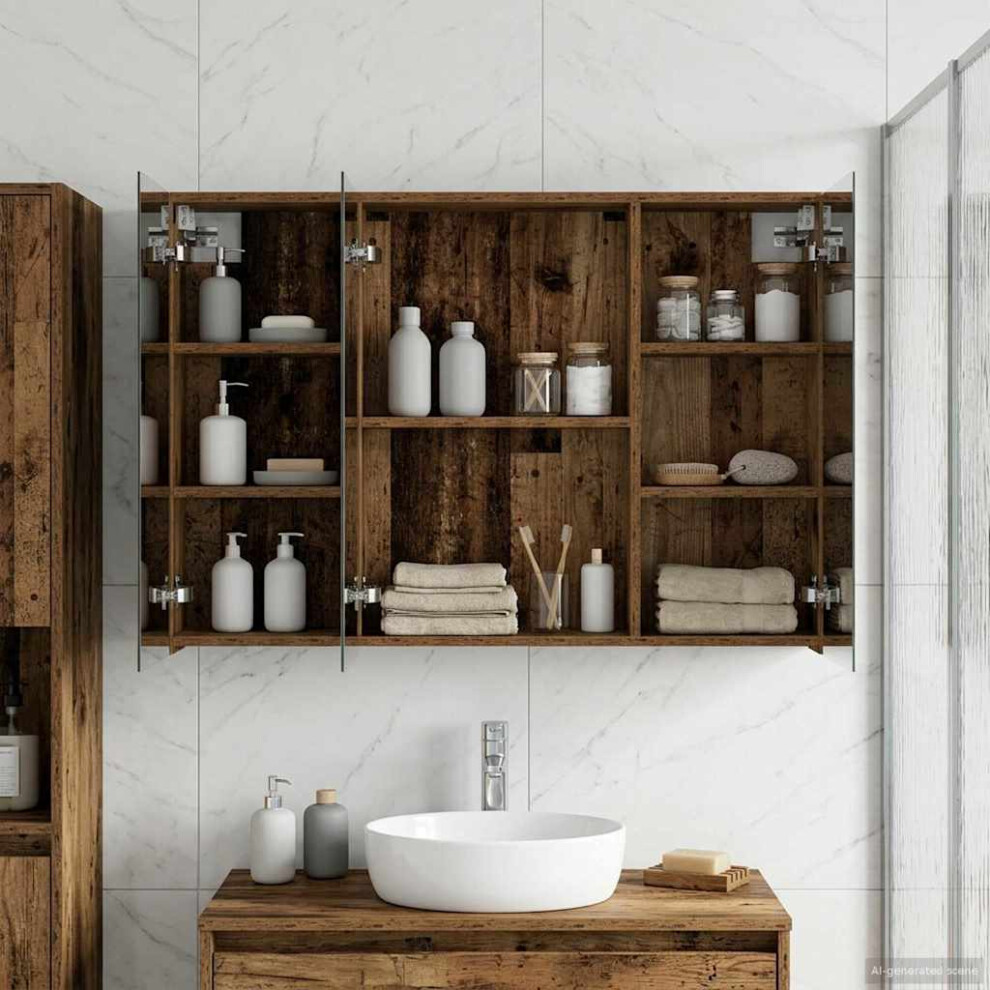 Vidaxl Bathroom Mirror Cabinet With Shelf Old Wood 100 X 14.5 X 70 Cm