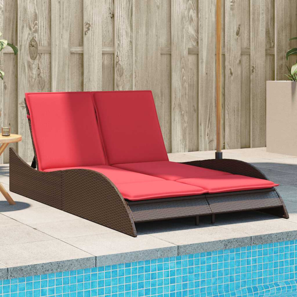 Vidaxl Sun Lounger With Cushions 114X205x73 Cm Poly Rattan Brown