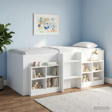 vidaXL Kids'High Bed Frame 2 pcs White 90 x 190 cm Engineered Wood