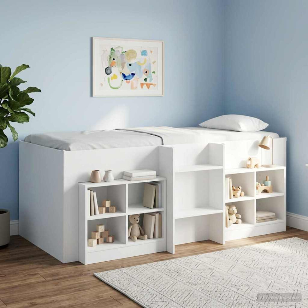 Vidaxl Kids'high Bed Frame 2 Pcs 90 X 190 Cm Engineered Wood White