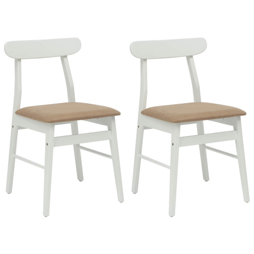VidaXL vidaXL Dining Chair 2 pcs White and Brown Solid Rubber Wood 1