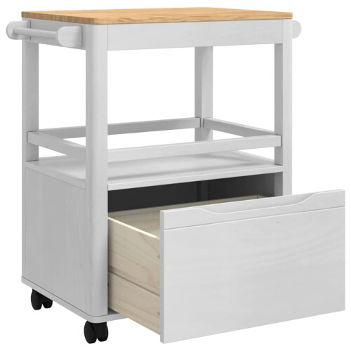 VidaXL vidaXL Kitchen Trolley FLORO White 72.5 x 45 x 80 cm Solid Pine Wood 2