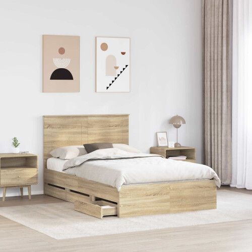 VidaXL vidaXL Bed Frame Sonoma Oak Engineer Wood 1