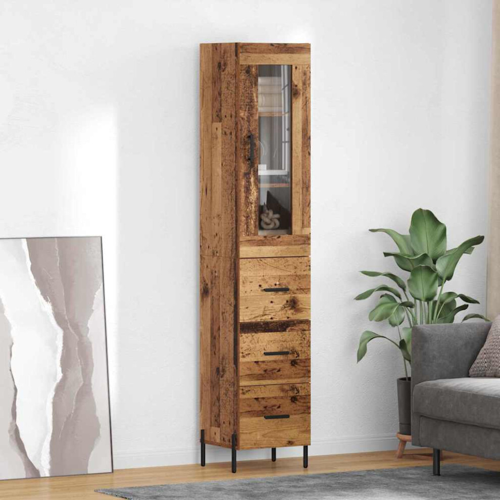 Vidaxl Highboard Old Wood 34.5 X 34 X 180 Cm Engineered Wood