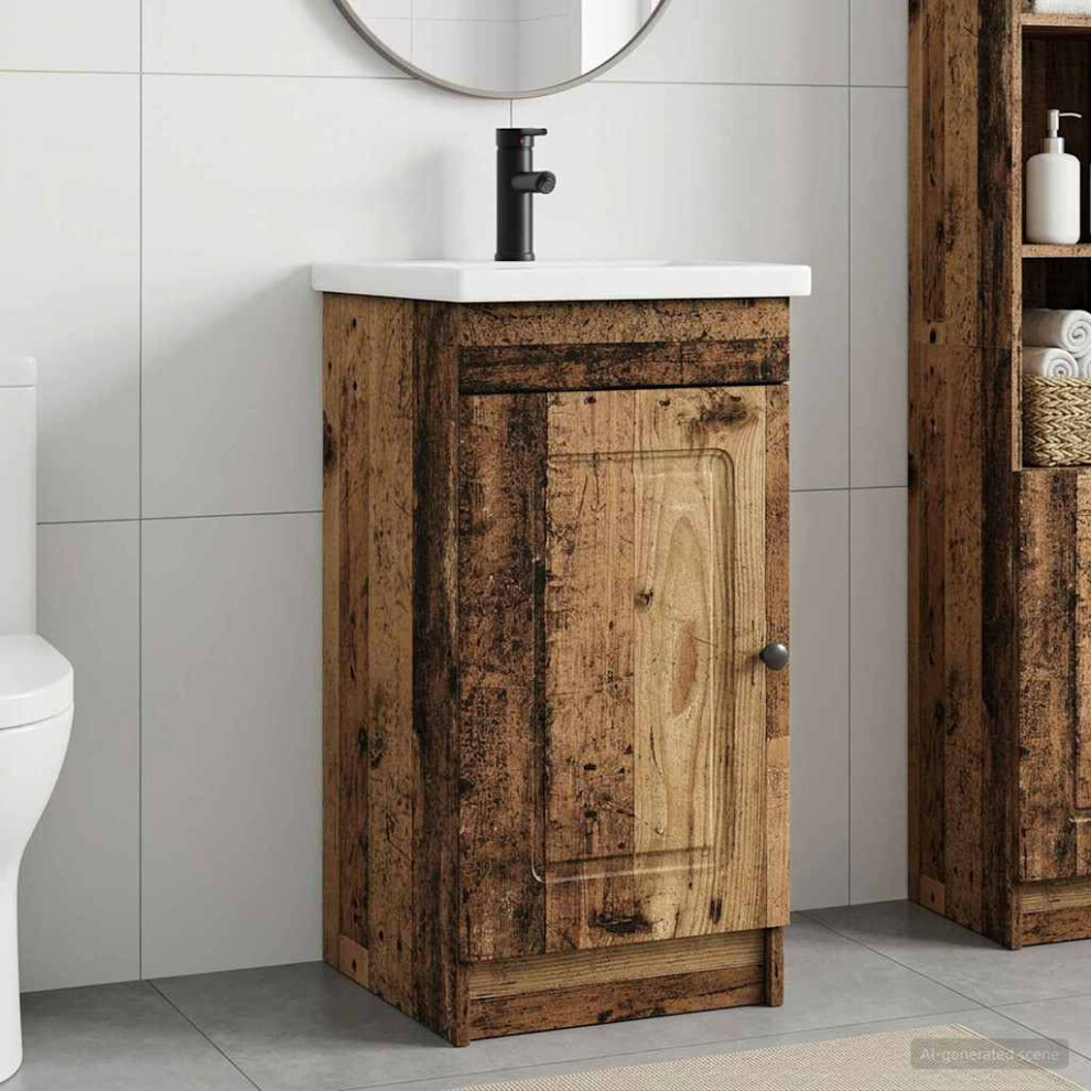 Vidaxl Bathroom Vanity With Sink Old Wood 42 X 40 X 84.5 Cm