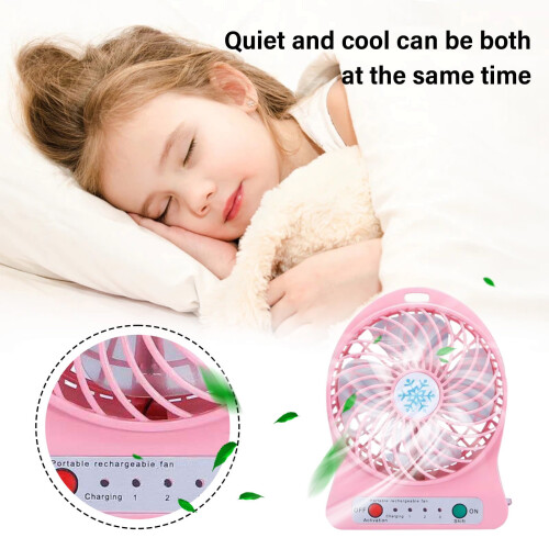 Mini desk fan with LED light and rechargeable battery 1