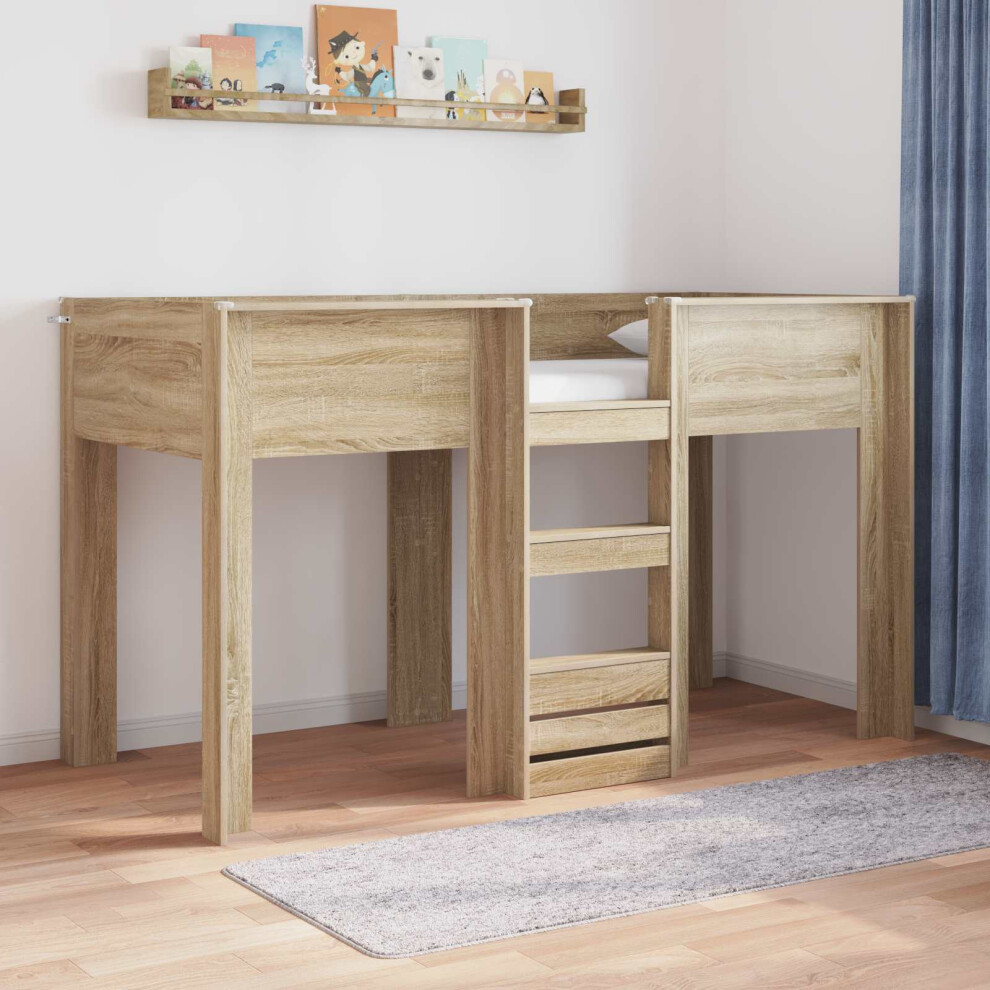 Vidaxl Bunk Bed For Kids Sonoma Oak 75 X 190 Cm Engineered Wood
