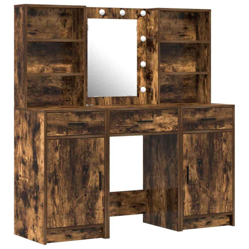 VidaXL vidaXL Dressing Table Set with Drawer 3 pcs Smoked Oak Engineered Wood 1