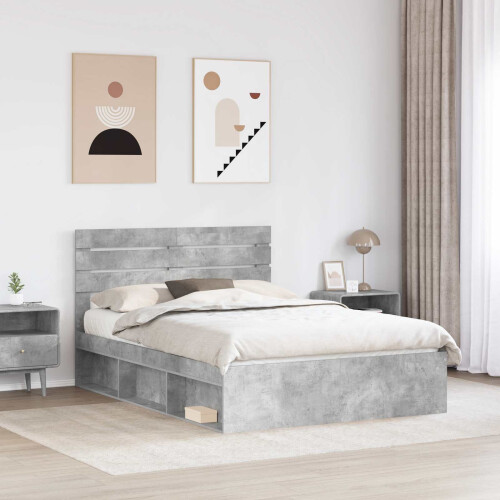 VidaXL vidaXL Bed Frame Concerte Grey 150 x 200 cm Solid Pine Wood 1