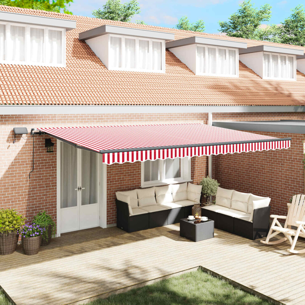 Vidaxl Retractable Awning Red And White 500 X 300 Cm