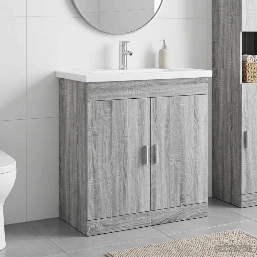 Vidaxl Bathroom Furniture Set Grey Sonoma 81 X 40 X 84.5 Cm