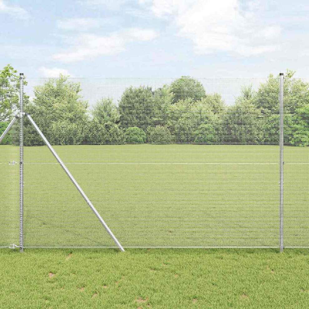 Vidaxl Ground Fix Welded Wire Fence 25 X 1.6 M Silver Mesh