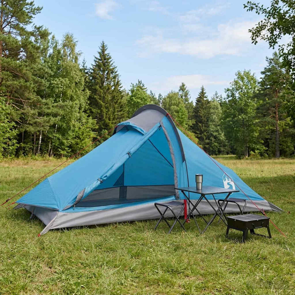 Vidaxl Backpacking Tent Blue 4-Person 185T Polyester With Pu Coating