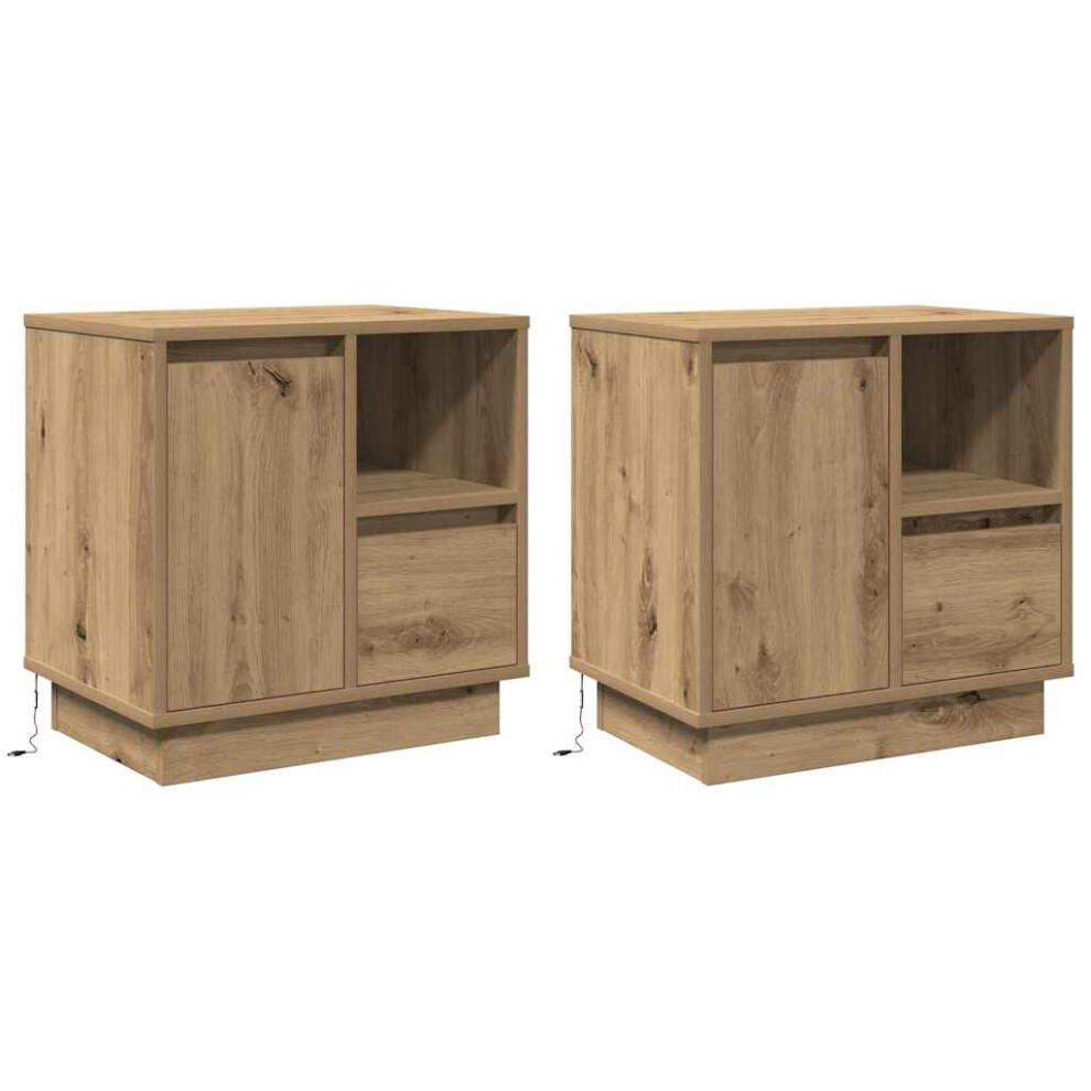 Vidaxl Bedside Cabinet With Drawer 2 Pcs Artisan Oak 50 X 34.5 X 50 Cm