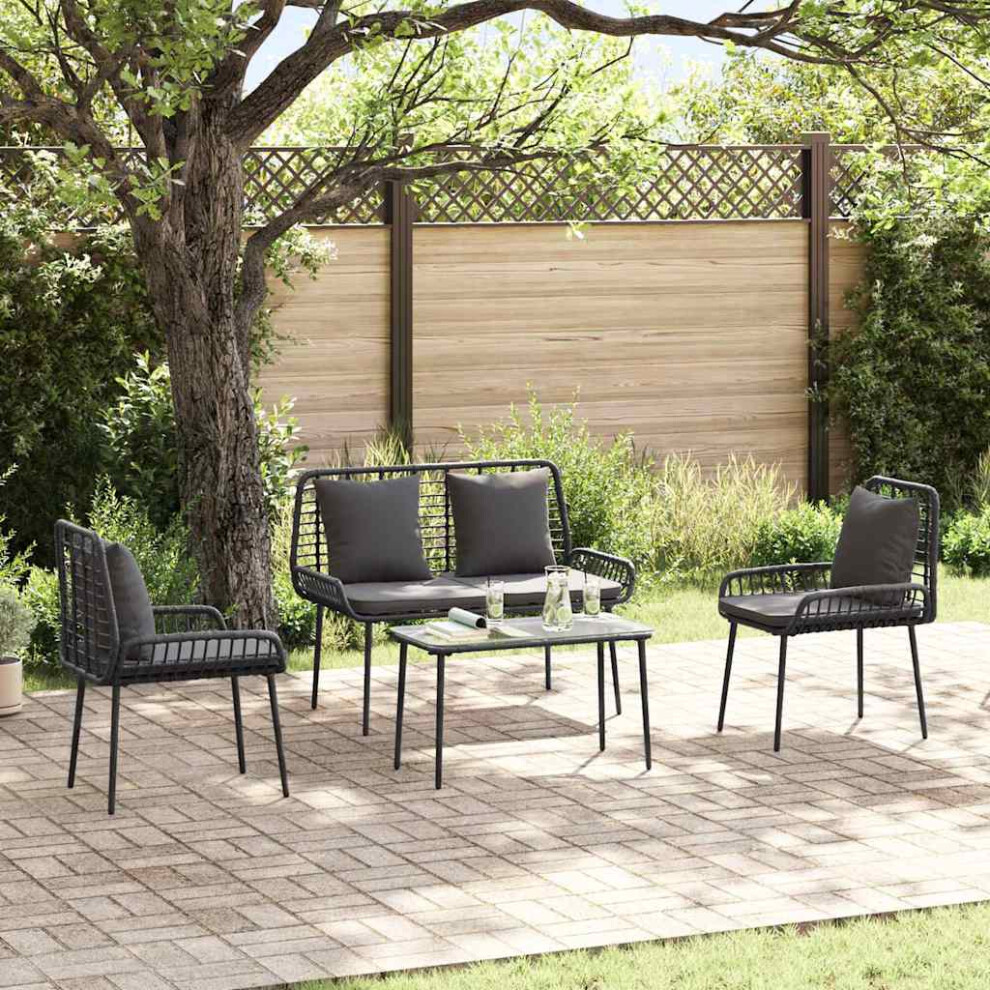 Vidaxl Garden Dining Set 3 Pcs Black And Anthracite Poly Rattan