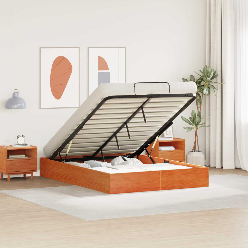 Vidaxl Ottoman Bed Frame With Storage Wax Brown 120 X 190 Cm