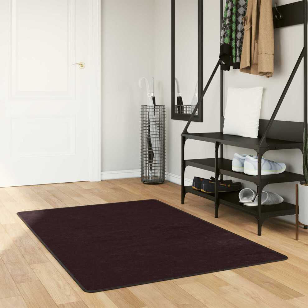 Vidaxl Rug Runner Marsa 100 X 150 Cm Polyester And Pvc Anthracite