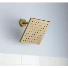 Glacier Bay Dorind 1-Spray Pattern with 1.8 GPM 8 in. Wall Mount Fixed Shower Head Square Rain Can in Brushed Gold