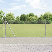vidaXL Welded Wire Fence with Concrete Base 25 x 1 m Silver Mesh