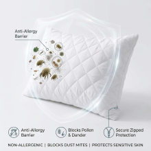 Quilted Pillow Protectors 50x75 cm White Hypoallergenic Zipped Pillow Covers Anti-Allergy Soft & Breathable Polyester Pillows Dust Mite Proof