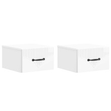 vidaXL Wall-Mounted Bedside Cabinet with Drawer 2 pcs High Gloss White