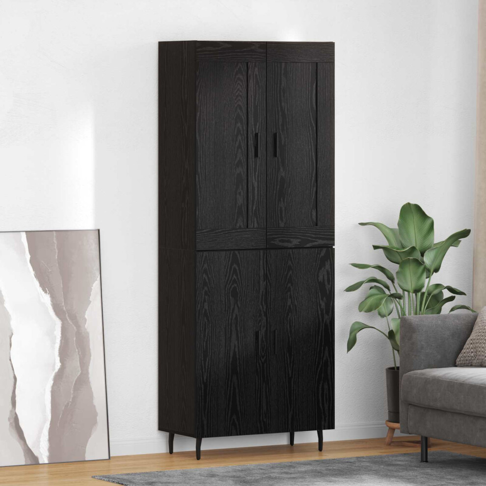 Vidaxl Highboard 2 Pcs Black Oak Engineered Wood