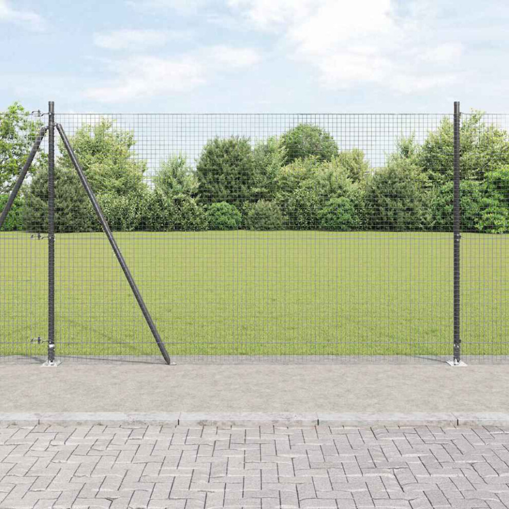 Vidaxl Welded Wire Fence With Concrete Base 10 X 1.4 M Grey Mesh