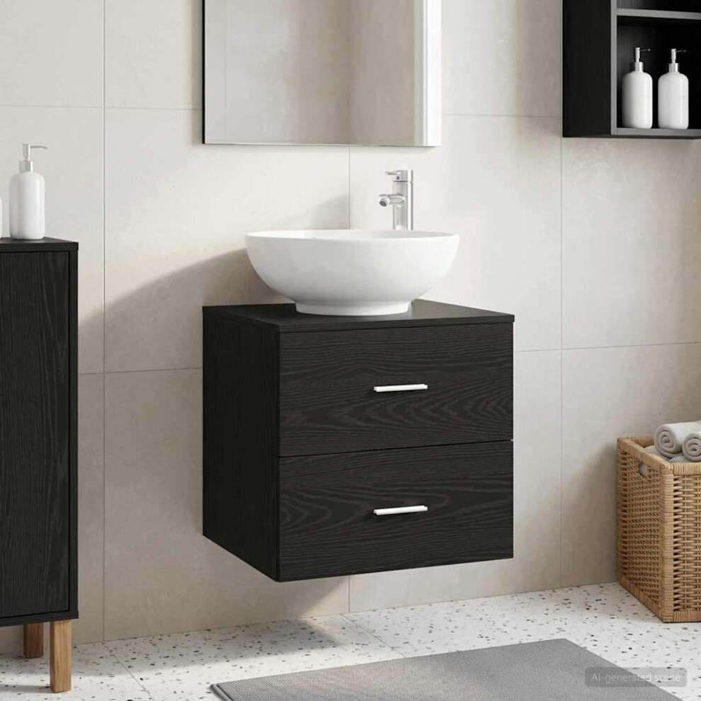 Vidaxl Wall-Mounted Sink Vanity Oak 49.5 X 44.5 X 66.5 Cm Black