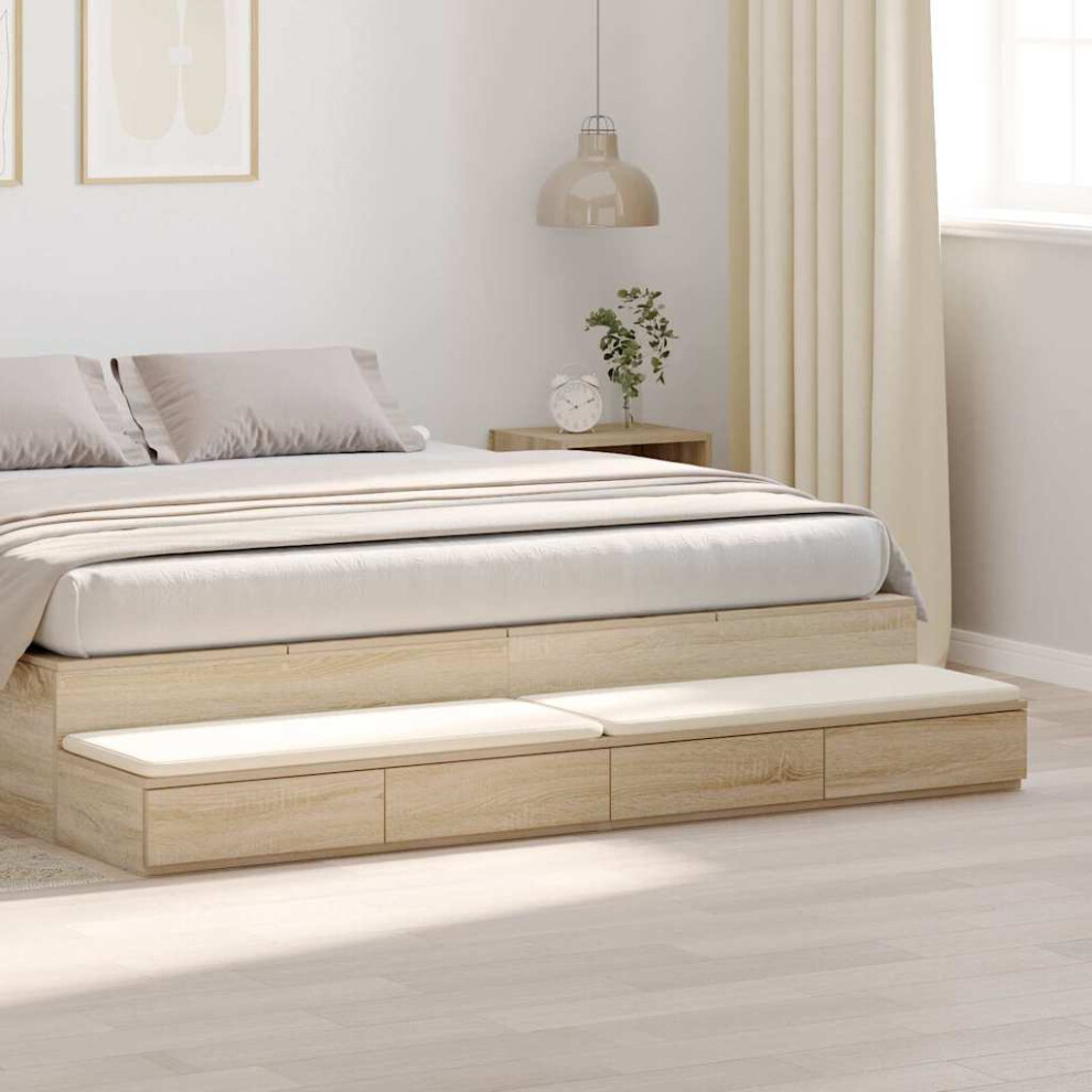 Vidaxl Bed Drawers Sonoma Oak 180 X 36.5 X 16.5 Cm Engineered Wood