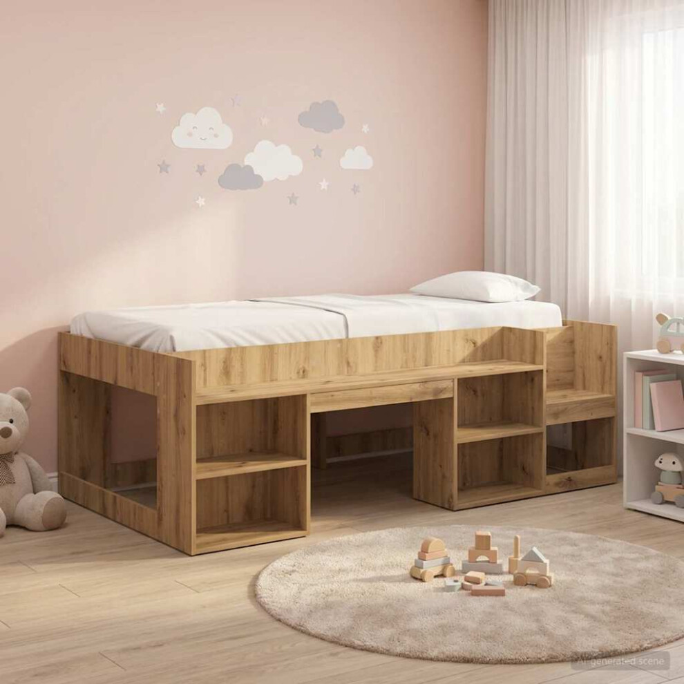 Vidaxl Kids'bed Frame With Storage Artisan Oak 98.5 X 200 Cm