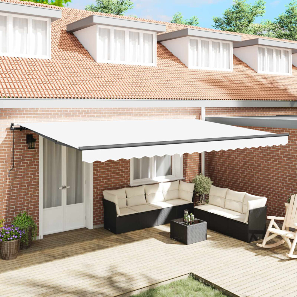 Vidaxl Retractable Awning White 500 X 350 Cm Polyester And Aluminium