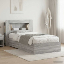vidaXL Bed Frame with Storage Grey Sonoma 80 x 200 cm Engineered Wood