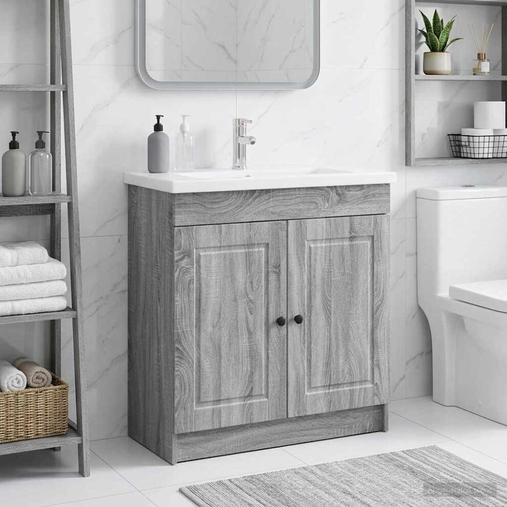 Vidaxl Bathroom Under Sink Cabinet Sonoma 78.5 X 37.5 X 81 Cm Grey
