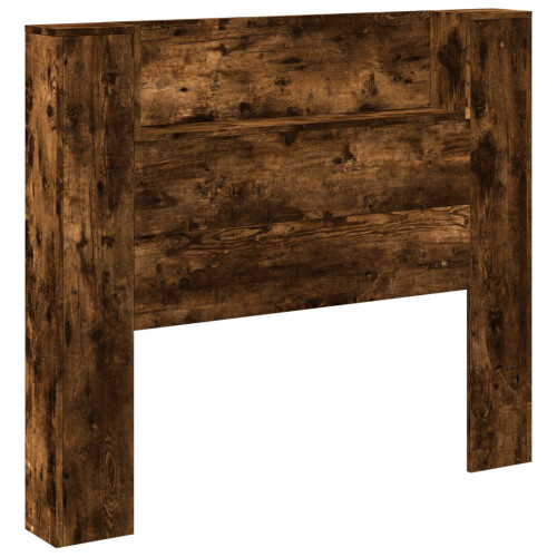 VidaXL vidaXL Storage Headboard with LED Smoked Oak Engineered Wood 1