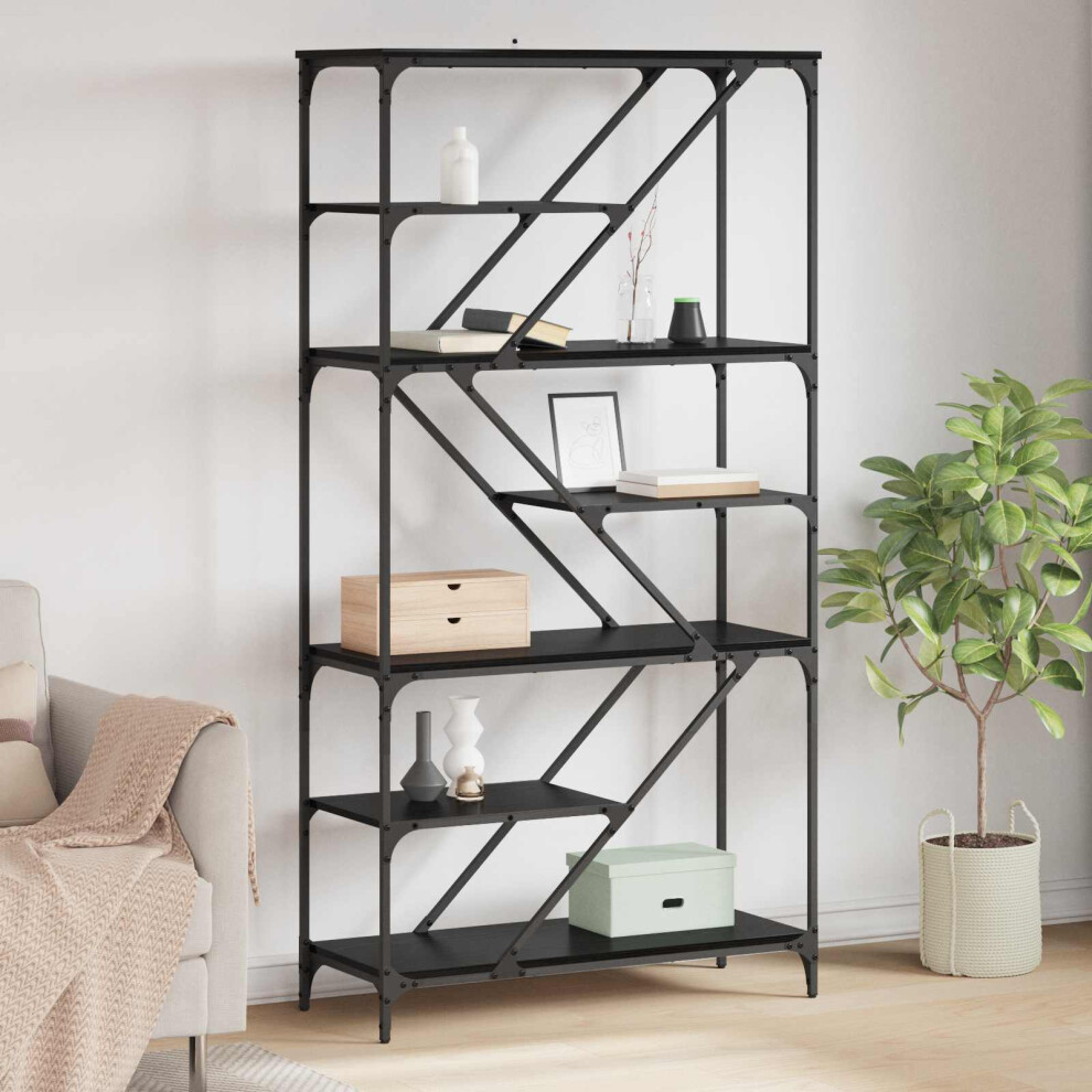 Vidaxl Bookshelf Oak 91 X 36 X 176 Cm Engineered Wood Black