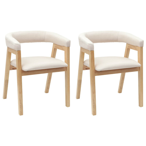 VidaXL vidaXL Dining Chairs 2 pcs Natural 54 x 57 x 73 cm Solid Rubber Wood 1