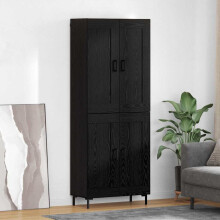 vidaXL Highboard 2 pcs Black Oak Engineered Wood