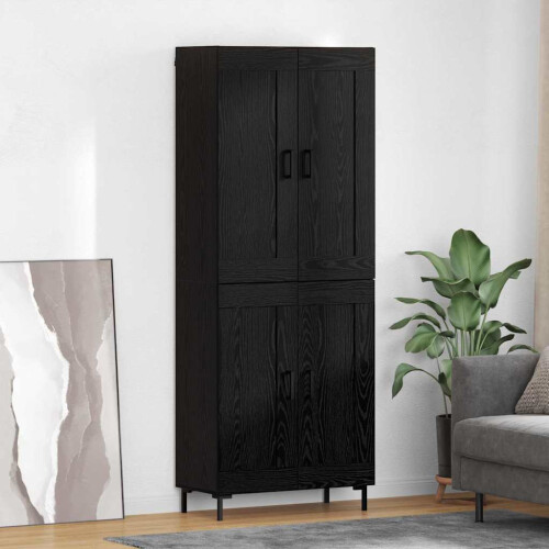 VidaXL vidaXL Highboard 2 pcs Black Oak Engineered Wood