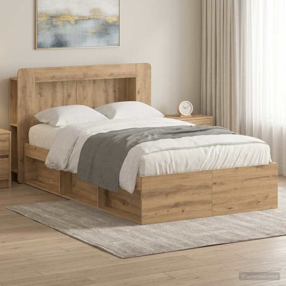 Vidaxl Bed Frame With Storage Artisan Oak 120 X 200 Cm Engineered Wood