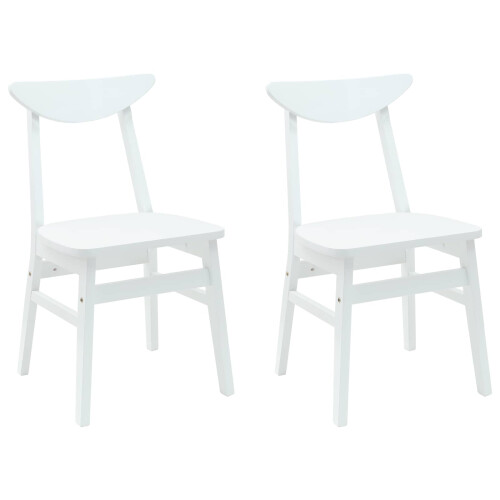 VidaXL vidaXL Dining Chairs 2 pcs White 42 x 47.5 x 81 cm Solid Rubber Wood 1