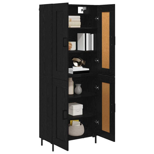 VidaXL vidaXL Highboard 2 pcs Black Oak Engineered Wood 2