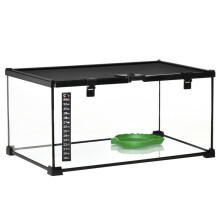 Terrario in vetro per rettili, 50x30x25 cm, con termometro, per anfibi e rettili.