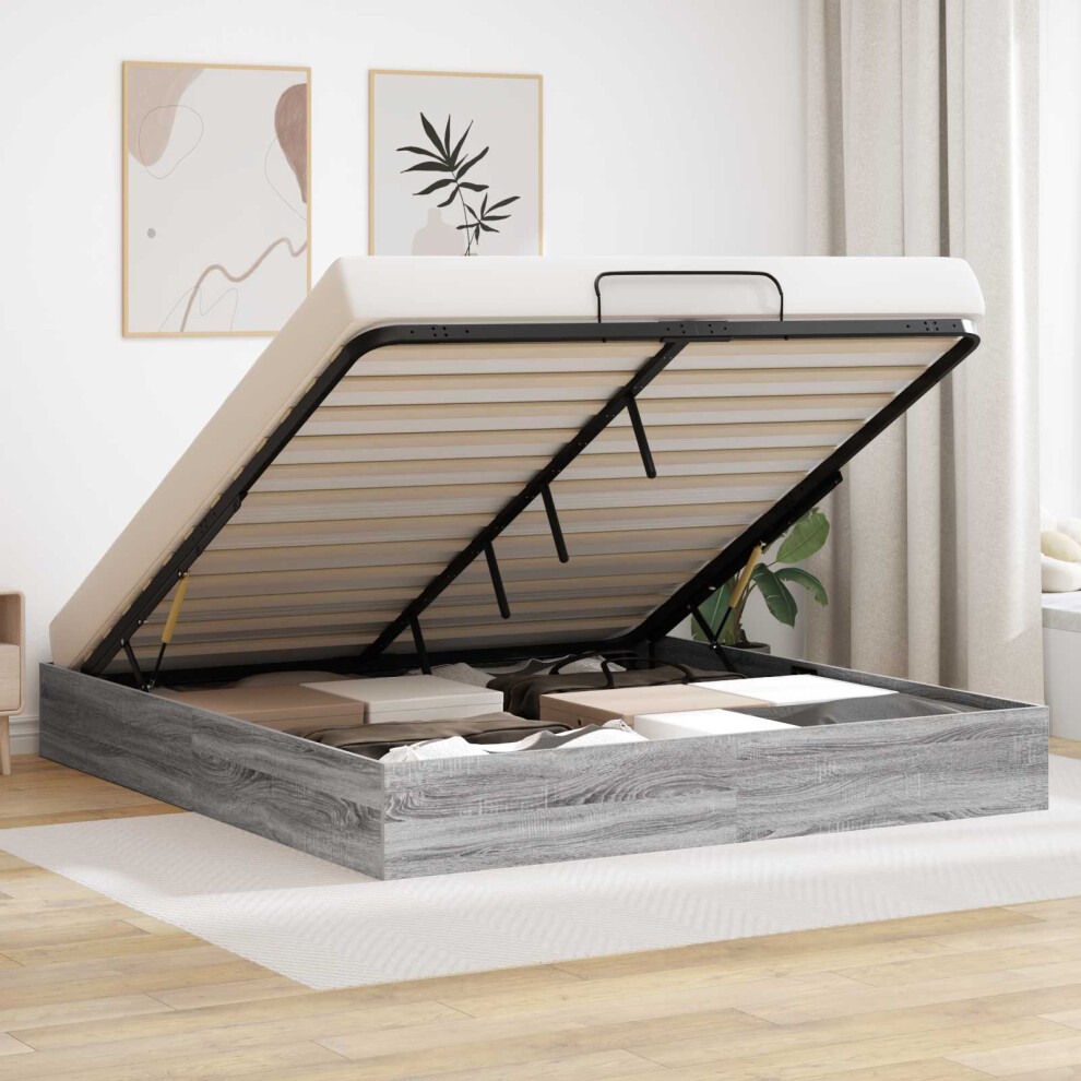 Vidaxl Ottoman Bed Frame Sonoma 203 X 160 X 25 Cm Engineered Wood Grey