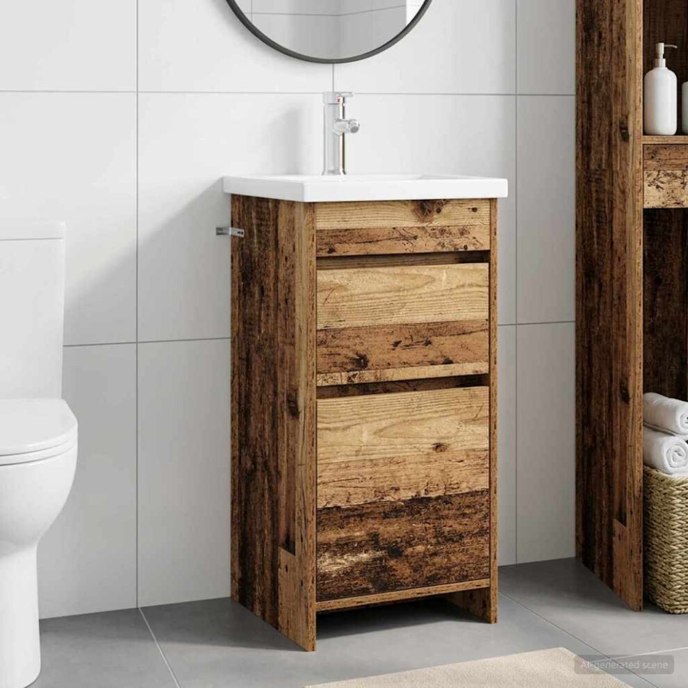 Vidaxl Bathroom Vanity With Sink Old Wood 42 X 40 X 84.5 Cm
