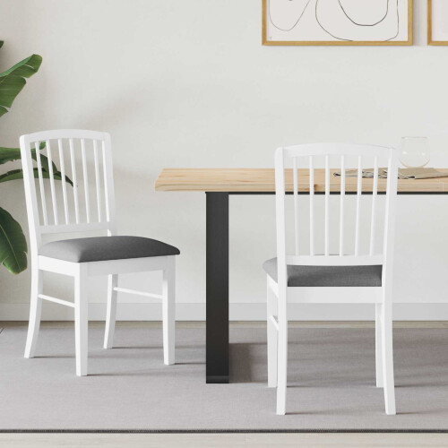 VidaXL vidaXL Dining Chairs 2 pcs White 50 x 52.5 x 91 cm Solid Rubber Wood