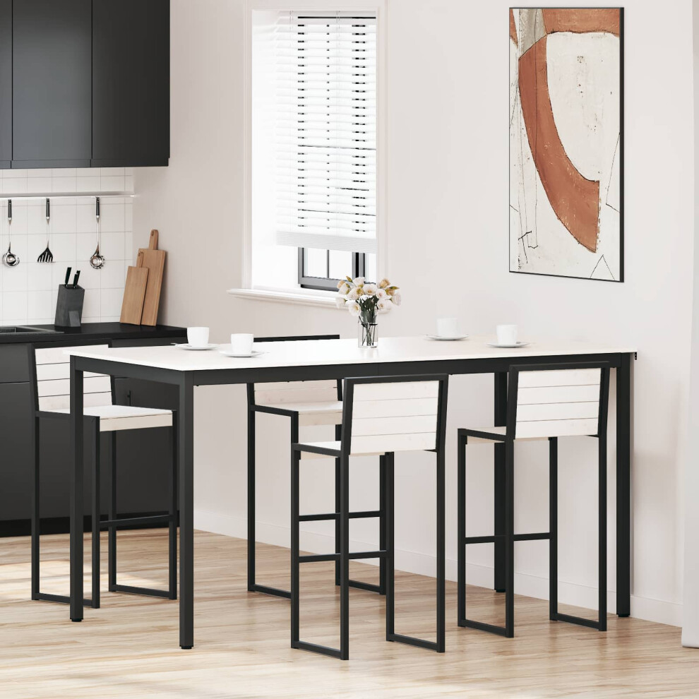 Vidaxl Bar Table White 200 X 100 X 105 Cm Solid Pine Wood